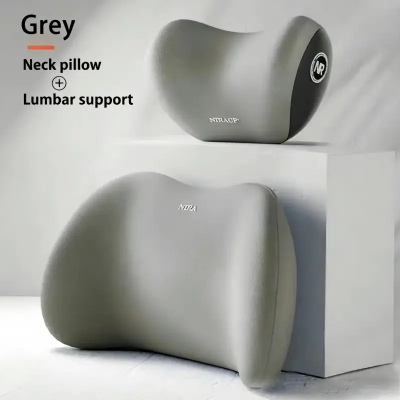 Orthopedic Memory Foam Headrest & Lumbar Pillow, Adjustable Padded Backrest with Strap Secure, Lumbar Relief & Neck Tension Reducer for Office-Car Seats, Home Supplies Cushion