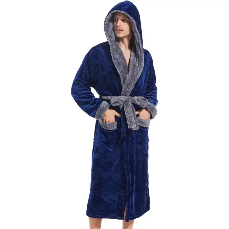 Mens Hooded Robe, Plush Long Bath robes Cozy Warm Bathrobe Fuzzy male  Robe With Pockets oversize men strechy raw hem denim pant plus size jacket fleece classic high waist tight-fitting pant fitness clothing scrunch bum gym all-matching spring yoga wear
