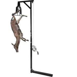 2" Hitch Mounted Deer Hoist – 600LBS Capacity Game Hanger with Winch & 2 Gambrels, 360° Swivel Hunting Hoist for Truck Hitch-TK