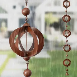 1pc 107.95cm Decorative Iron Rain Chain-Outdoor Water Pipe Replacement,with Rotating Metal Design, for Drainage Channels,Courtyard and Garden Decoration,Bronze Surface,Drainage Channel Rain Chain, Patio Decor,Modern Aesthetic,Patio Decorator