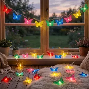 Butterfly String Lights-8.5ft Butterfly Fairy Lights with 10 Led Light,Plug in Bedroom Curtain Lights for Indoor Tent Loft Bed Patio Party Wedding Wall Summer Holiday Garden Decor