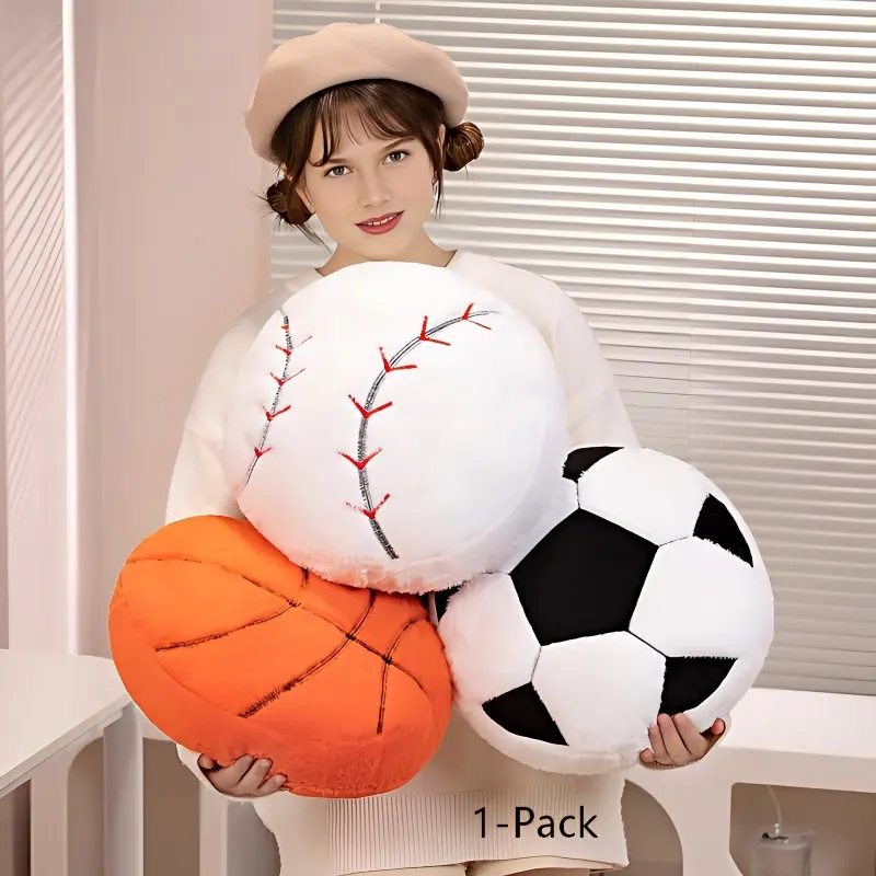 Plush Soccer Pillow, Round Baseball Throw Pillow, Football Shaped Decorative Throw Pillow for Kids Room, Sofa, Bed-Soft & Fluffy Birthday Gift for Soccer Enthusiasts, Creative Decorative Cushion, Soft Cushions