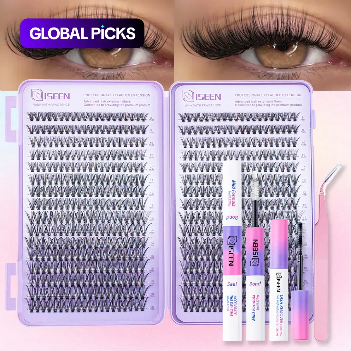 DIY Eyelash Extension Kit, Soft Natural Look, Mixed Individual Lashes, Advanced Lash Fibers, 8-18 mm D Curl for Festivals and Parties, Ideal Gift #GLOBAL PICKS