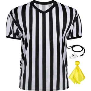 3 Pcs Referee Shirt Costume, Referee Costume Women Men V-Neck Ref Umpire Shirt for Soccer Football Player