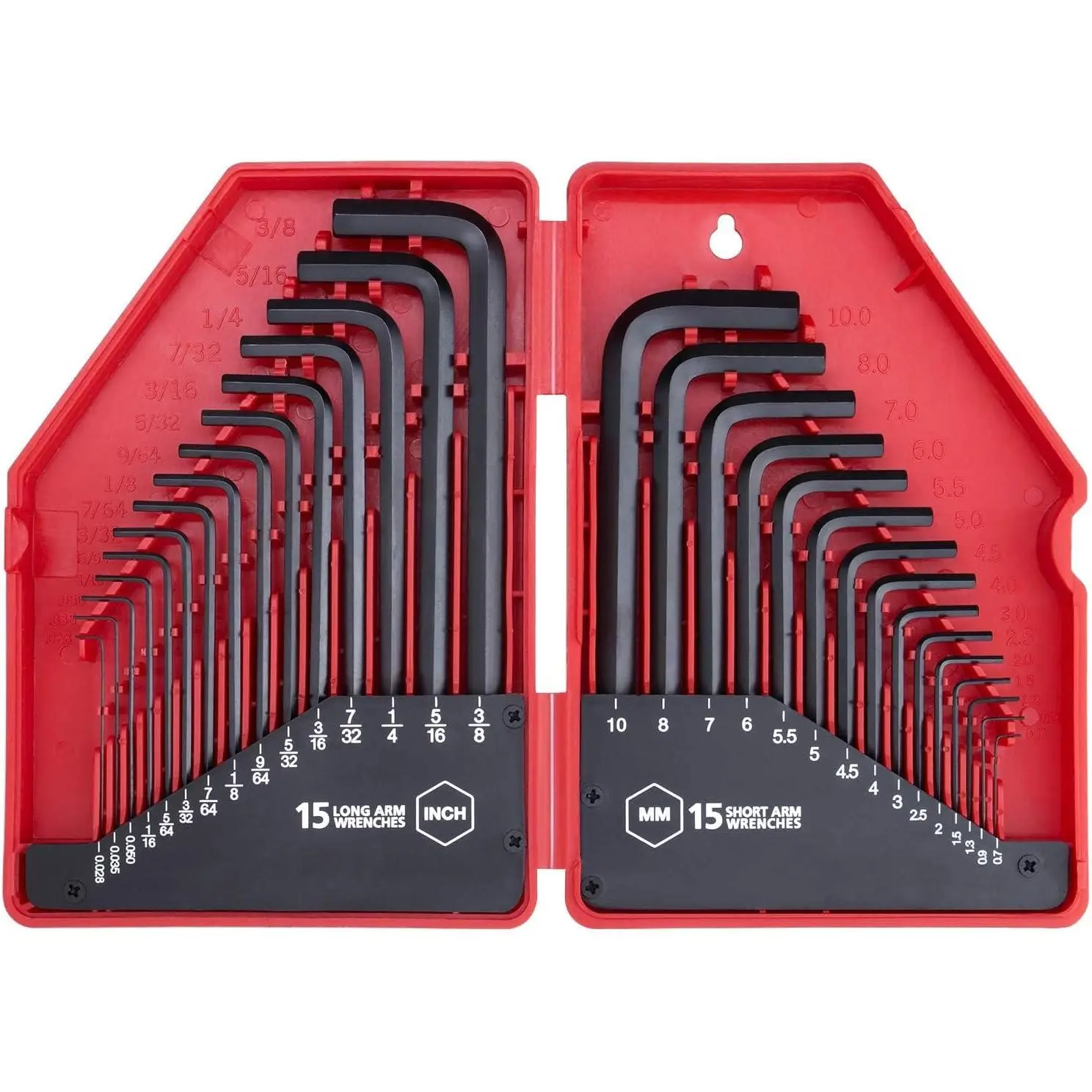30-  Hex Key Allen Wrench Set, SAE and Metric Assortment, L Shape, Chrome Vanadium Steel, Precise Chamfered Tips| 0.028-3/8 inch 0.7-10 mm In Storage CaseQuesear