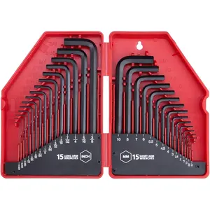 30-  Hex Key Allen Wrench Set, SAE and Metric Assortment, L Shape, Chrome Vanadium Steel, Precise Chamfered Tips| 0.028-3/8 inch 0.7-10 mm In Storage CaseQuesear