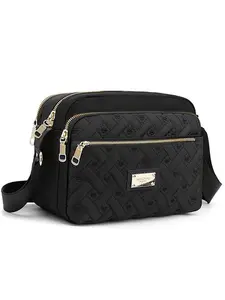 Fashionable Heart Embroidered Shoulder Bag,  Casual Matching Zipper Design Crossbody Bag for Women, Trendy Versatile Square Bag for Work & Daily Life, Fabric Shoulder Bags, Embellished Shoulder Bag