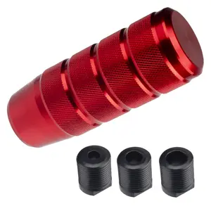Car Shifter Knob  Aluminum Gear Shift Style Knobs 3.74" Red With 3 Threaded Adapters M8 M10 M12 X 1.25 Fit Universal Manual Transmission Automotive