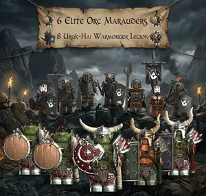 14PCS Fingerbrick Medieval Minifigures: Elite Orc & Uruk-hai Building Blocks Set, Fantasy Army Figures Bricks Toy for Boys & Collectors