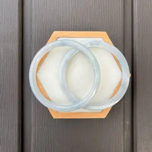 BW009-SRD 56.7mm Certified Untreated Grade A Jade Bracelet｜Burmese Jadeite Bangle｜A Pair of Slim DingDang White and Gray