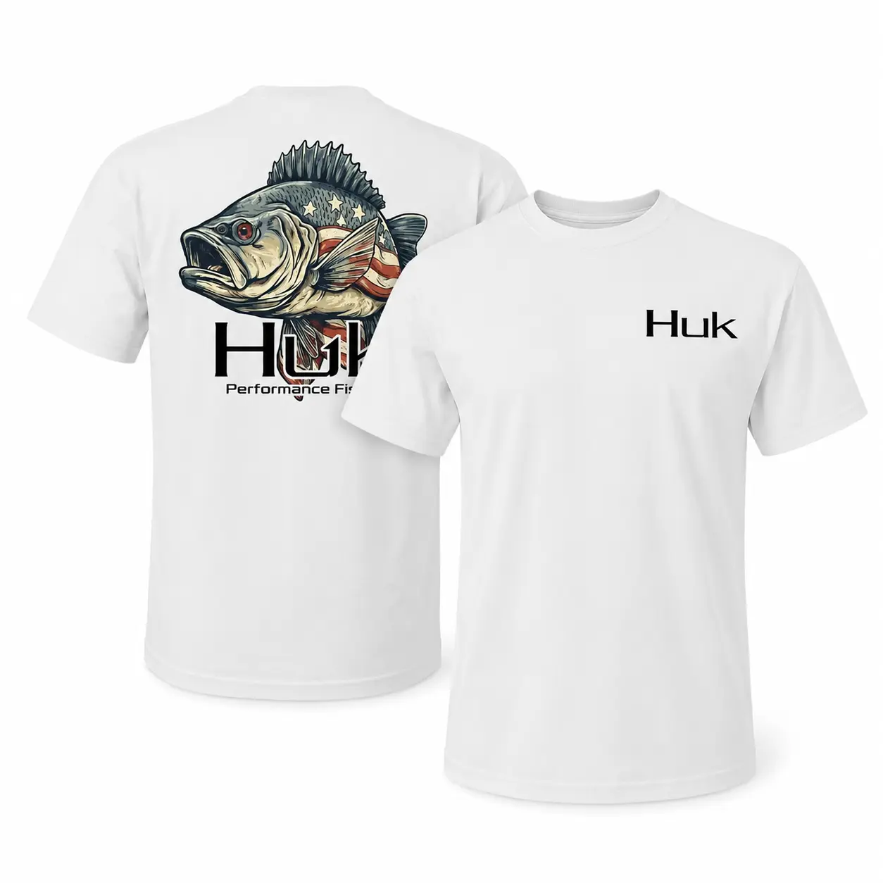 Huk Performance Fishing T-Shirt – Patriotic Bass Graphic Tee, American Flag Fish Design, USA Angler Apparel, Vintage Outdoor Fisherman Shirt for Men and Women # Clothing # Streetwear # CasualWear