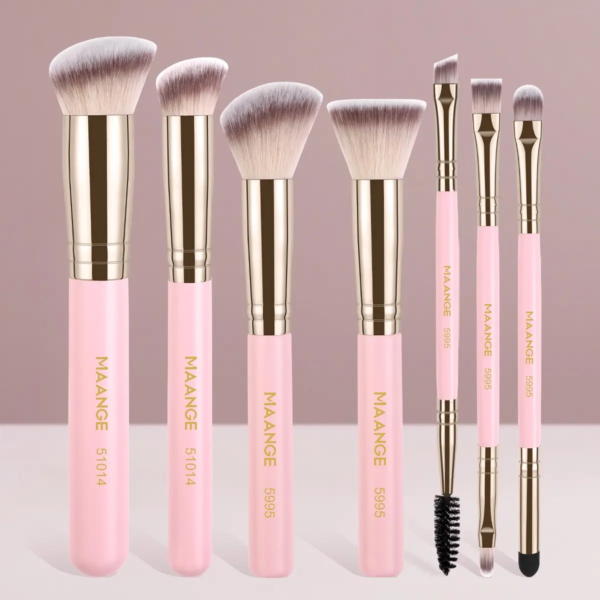 Maange 7-Piece Makeup Brush Set, Face Makeup Brush, Foundation Brush, Blush Brush, Loose Powder Brush, Concealer Brush, Eyelash Brush, Eye Shadow Brush, Travel-Friendly, Cosmetic Brush Set, Makeup Brushes Set
