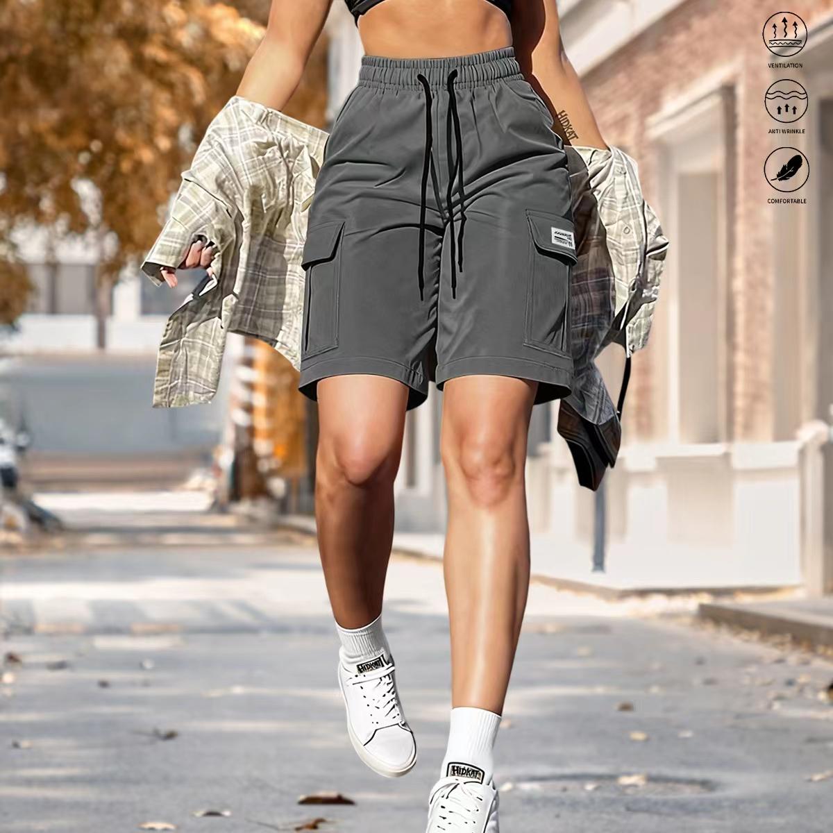 Pack of 5 women’s summer casual cargo shorts featuring an elastic drawstring waist that can be adjusted and multiple pockets. Suitable for everyday wear, leisure activities, beach vacations, and party celebrations. Summer women’s cargo shorts, summer vibe