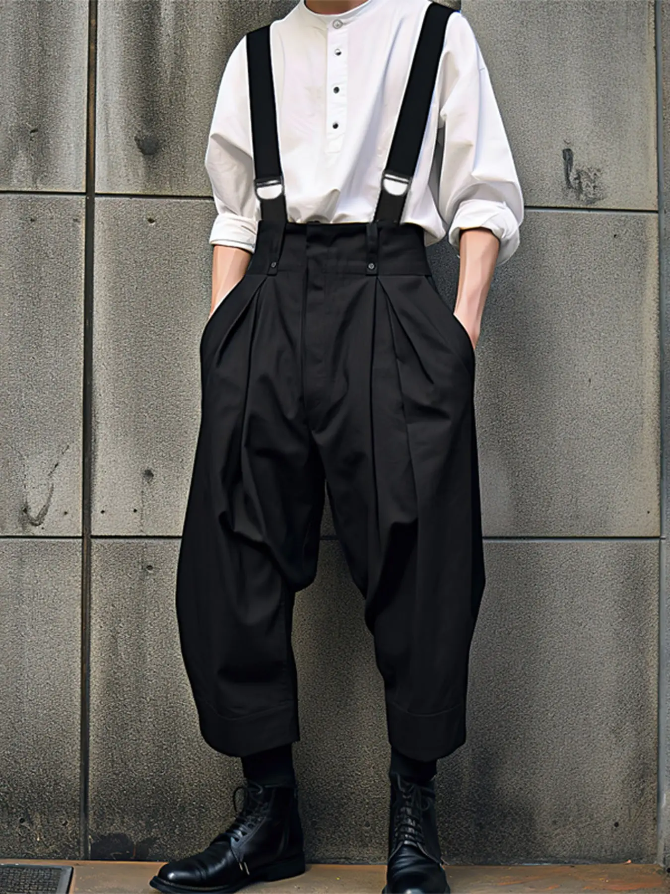 INCERUN Men's Solid Color Plain Casual Bib Pants, Perfect for Daily Wear, Comfortable and Stylish, Ideal for Everyday, Versatile Men's Clothing Overalls