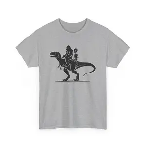 Riding Dinosaur Illustration T-Shirt | Retro Raptor Riders Tee