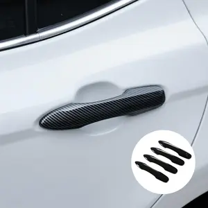 4 Pcs Exterior Door Handle Cover Black Carbon Fiber Protector Guard Accessories For Toyota Camry 2018 2025 Car Decals Car Stickers Vehicle Exterior Decoration