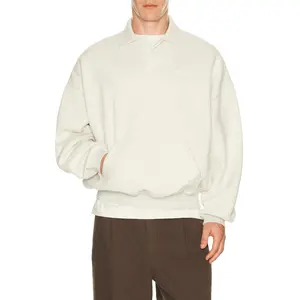 Fear of God ESSENTIALS Signature 90's Polo Sweatshirt in Oatmeal Heather & Light Heather