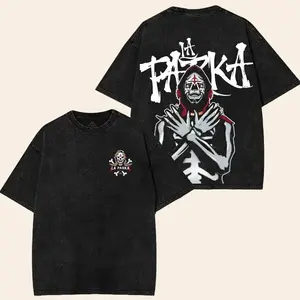 La Parka Lucha Libre Wrestling Wash T-Shirt Vintage Washed Tee Mexican Legend Skeleton Masked Wrestler Graphic Oversized unisex Streetwear Menswear Acid Washed Cotton Crewneck WWE AEW Fans Premium Heavyweight Top