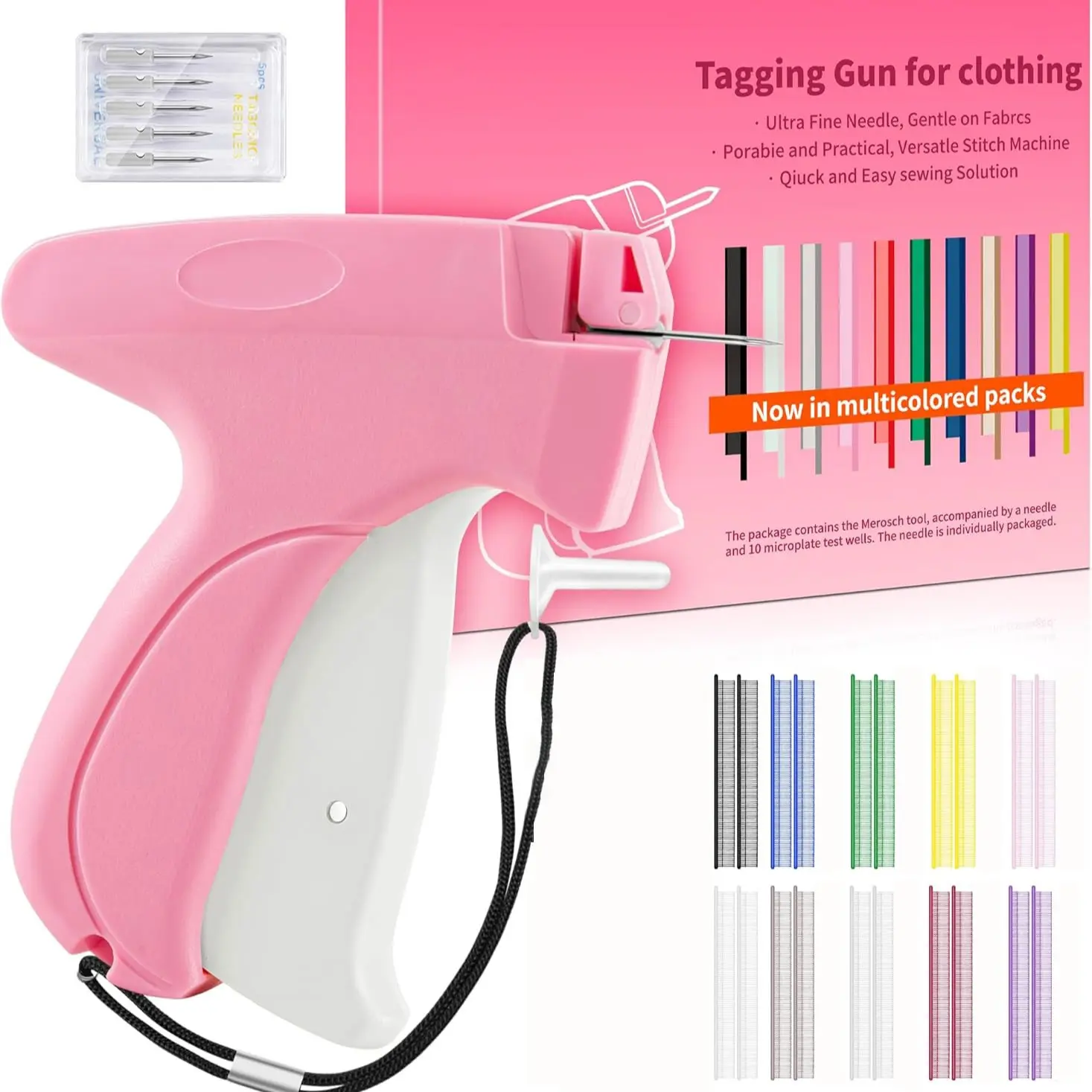 Handheld Sewing Gun for Quick Clothing Fastening, Sewing Supplies, Includes 6 Needles and 1000 Random Color Clips, Ideal Versatile Label Gun for Efficient Use