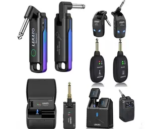 LEKATO WS-80 Wireless Guitar System 2.4/5.8 Ghz, Audio Wireless Transmitter Receiver with 4 Channels for Electric Guitar and Bass, Rechargeable Guitar Wireless Transmitter and Receiver, for Electric Instruments