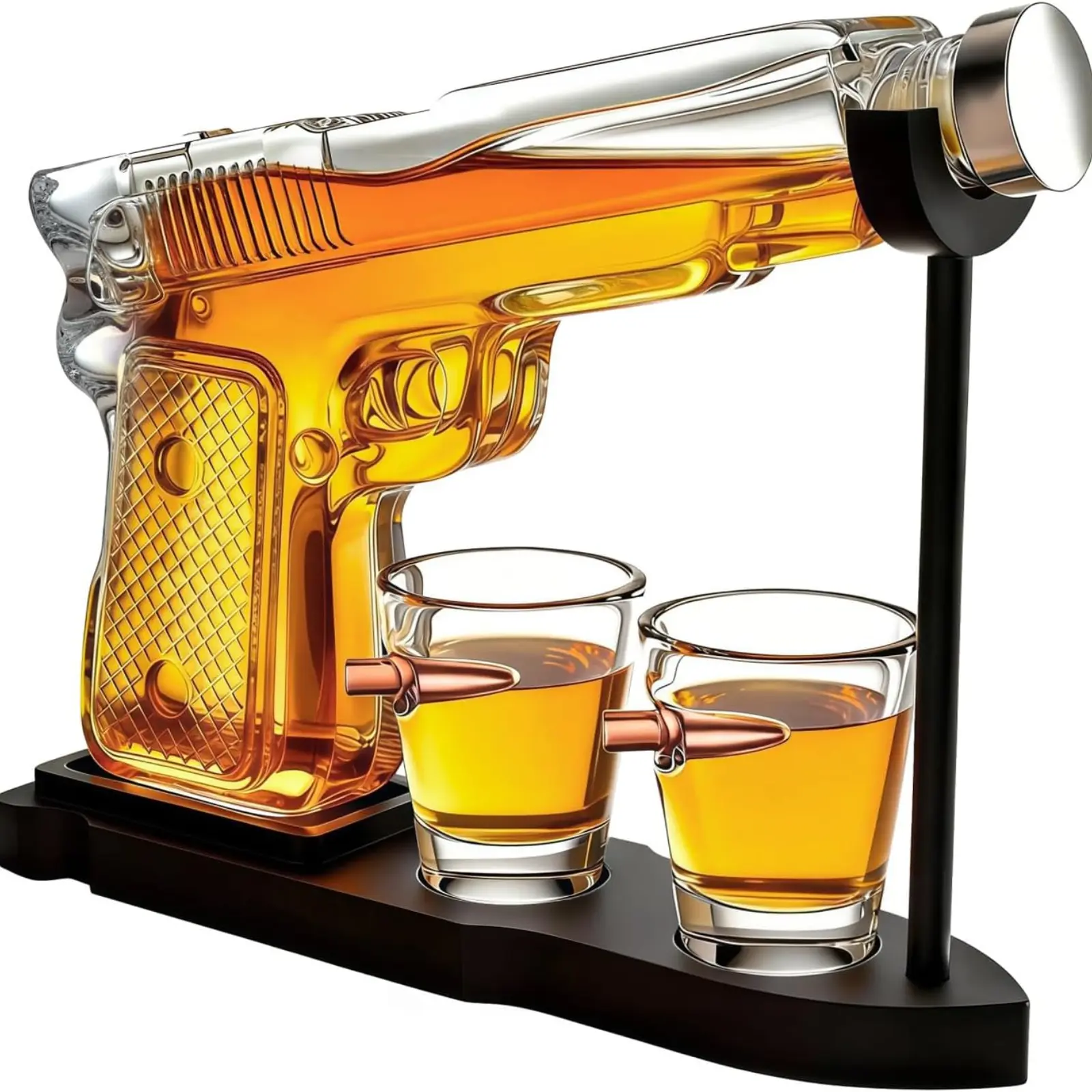 Gifts for Men Dad, 10.1 Oz Whiskey Gun Decanter Set + 2 Bullet Glasses - Unique Birthday Pistol Gift Ideas Daughter Son, Personalized Liquor Dispenser - Scotch Bourbon Vodka, Him, Brother Husband