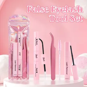 SOSIAYCICI  Eyelash Extension Glue Kit  Beginners Friendly Kit 4 PSC with Lash Glue Remover and TweezersBrush Long-Lasting, Waterproof For DIY Eyelash Extension False Eyelash Tool Set