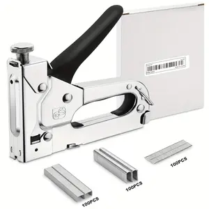 3 in 1 Staple Gun, 1 Count Extra Heavy Duty Staple Gun with 300pcs Staples, Multifunctional Upholstery Stapler for Fixing Material, Decoration, Carpentry, Furniture, Door and Window