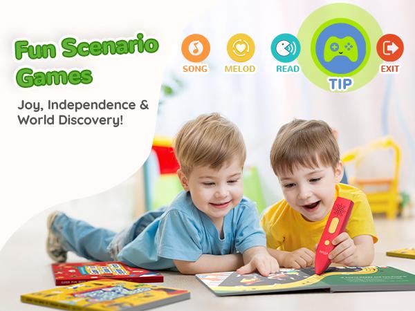 KOKODI Talking Pen Book Set for Kids - Fun, Diverse Interactive Kids Learning Materials with English Words, Mother Goose Nursery Rhymes, 700+ Touch Points, Songs, Sounds, Games, Screen-Free Learning Toy, Toddler Gift
