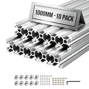 【fathersdaygift】VEVOR 10PCS 2020 Aluminum Extrusion Profile, 39.37 Inch 1000 mm, T Slot European Standard Anodized Linear Rail, High-Strength Extruded Aluminum Rail, for 3D Printer Parts and CNC DIY Workbench, Silver