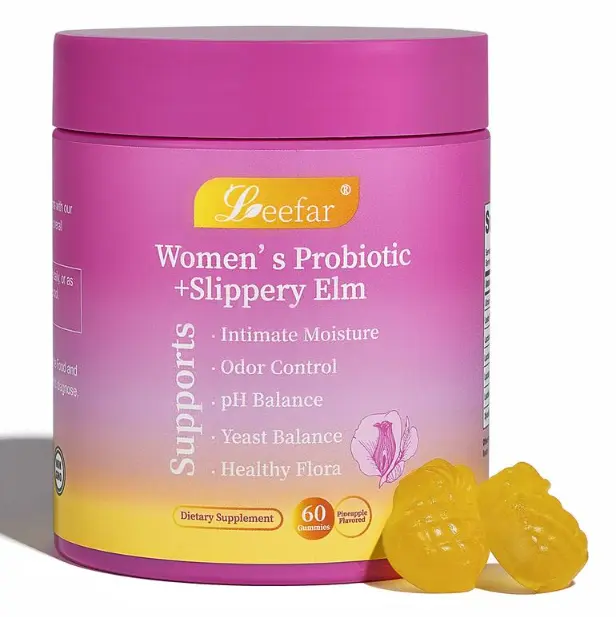 Her Juicy Feminine Probiotics Gummies- All in One Solution with Slippery Elm and Prebiotics&Lactobacillus Probiotic Blend for Women’s pH Balance and Dryness relief - Hawaiian Pineapple Gummies 60 Count probiotics women