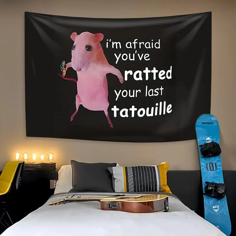 Funny Pink Rat Flag Tapestries-Perfect for Home & Party Decor, Afraid You've Ratted Your Last, Versatile Wall Hanging Decor-Bedroom, Dorm, Office-Easy Installation Kit Included-No Power Needed