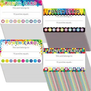 332 count Punch Cards, 4 Designs Incentive Reward Card Student Awards Loyalty Cards for Business, Classroom,  Behavior, Students, Teachers (3.5" x 2")