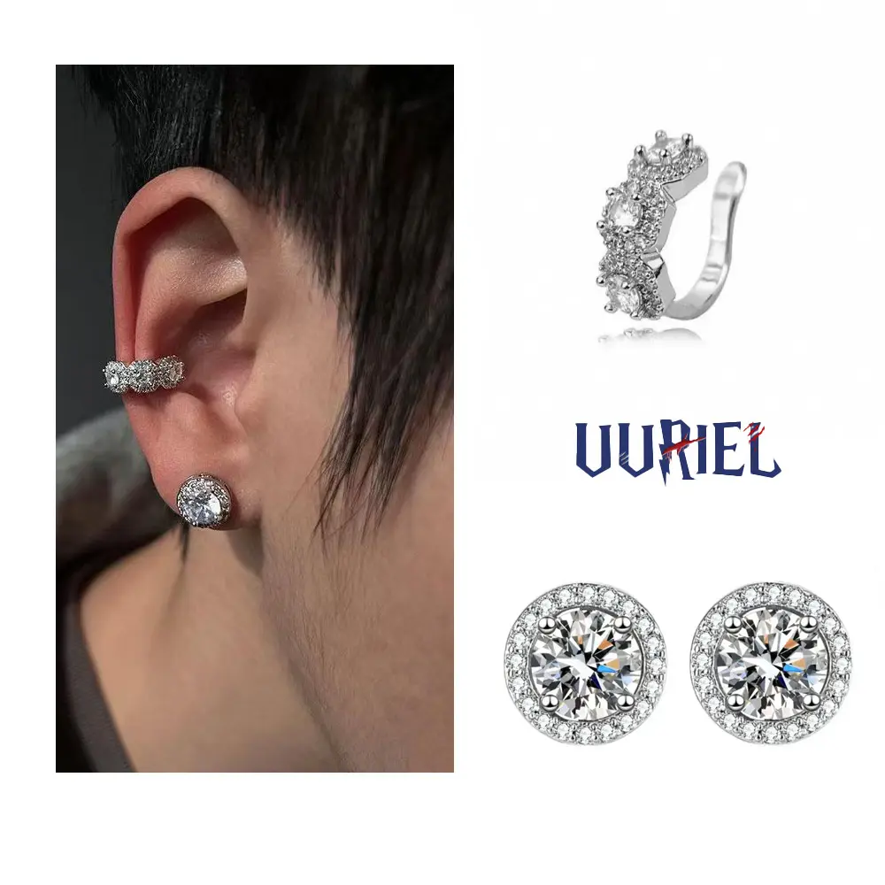 UJ Light Luxury Artificial Zirconia Earring Sets - Unisex Stud Earrings & Ear Clips, Women's Jewelry for Gifting Occasions, Artificial Zirconia Earrings
