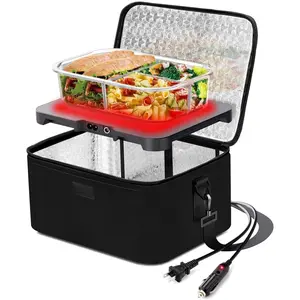 Portable Oven, Electric Lunch Box  Heater - 12V/24V/110V 3-in-1   Warmer - Mini Personal Microwave Heated Lunch Box Warmer for , , Travel, Office &  Use - Black