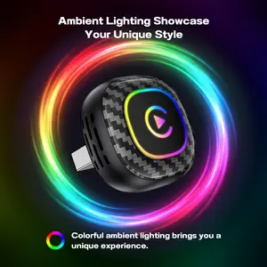 【Summer Vibes】 2026 Stylish In-Car Accessory: Carbon Fiber Hydro-Dipped Finish — Dynamic Flowing Ambient Lighting, CarPlay Adapter, Smartphone Connectivity, One-Touch Hands-Free Calling