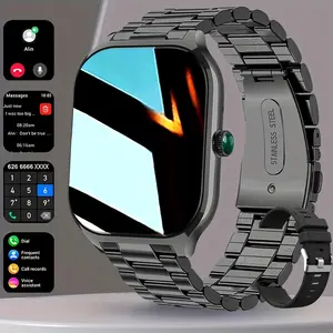 2.01-inch Smartwatch with Wireless Calling Function IPS HD Display 100+ Sports Modes Outdoor Sports Fashionable Smartwatch Stainless Steel Strap