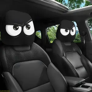 2 Pack Angry Cartoon Eyes Car Headrest Covers, Easy to Install, Long Driving Fatigue Relief, Ideal Gift for Car Lovers, Car Interior Decoration, Suitable for Any Car