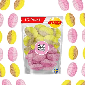 Bubs Swedish Candy - Strawberry Pomegranate & Banana Toffee Foam Ovals - 1/2 LB Vegan BonBon - Sweet, Snack Pomegranate Candies - Versatile & Generous Size