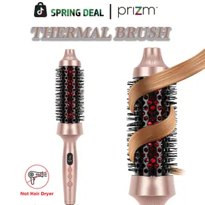 【UPGRADE】Thermal Curling Brush – Heated Round Brush for Smooth Style & Natural Waves, Negative Ions, Dual Voltage，Easy to Use，Perfect Holiday Gift for Women，Salon-Quality Style at Home