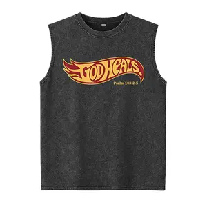 God Heals Hot Wheels Style Washed Vest Psalm 103:2-5 Christian Graphic Washed Vest