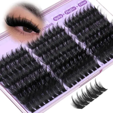168 Spiky Lash Clusters, Makeup Lash Clusters, Dense Volume Lash Clusters with Pointed Ends, Wispy Cluster Volumized False Eyelashes, 12-20mm D Curl, Fluffy Individual Lashes, Eyelash Clusters Extensions, Voluminous False Eyelashes
