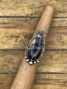 Angelina-White Buffalo Turquoise Ring