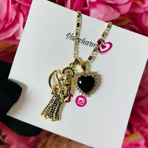Black Santita Heart Necklace