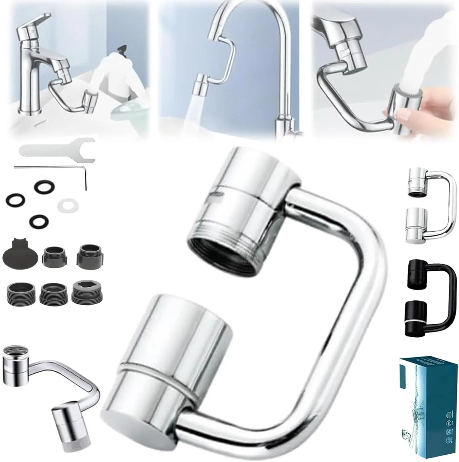 2-Mode Splash-Proof Faucet Extender with Rotatable Aerator Adjustable Nozzle for Kitchen & Bathroom Durable Construction