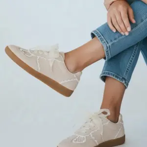 Beige Laced Sneakers with Lace Detail and Comfortable Sole for Everyday Wear