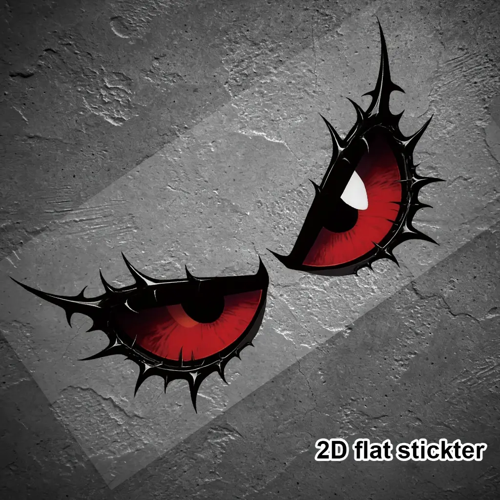 1PC Hardcore Enthusiast Exclusive Demon Eyes Sticker, Suitable for Car Rear/Motorcycle Tail Wing/Luggage, Red & Black Hardcore Decal, Inject a "Dark Hardcore Enthusiast" Exclusive Identity into Your Ride