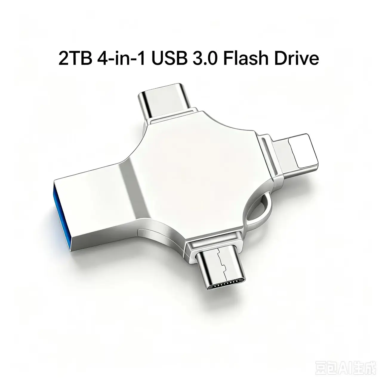 2TB High Capacity 4-in-1 USB 3.0 Flash Drive, Universal Memory Stick with Multi Ports, External Storage for Phone Photo Video Backup & File Transfer