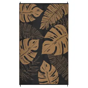 9x18 ft (Actual Size) Plastic Rectangular Black Brown Modern Area Rug for Beach, Patio Use