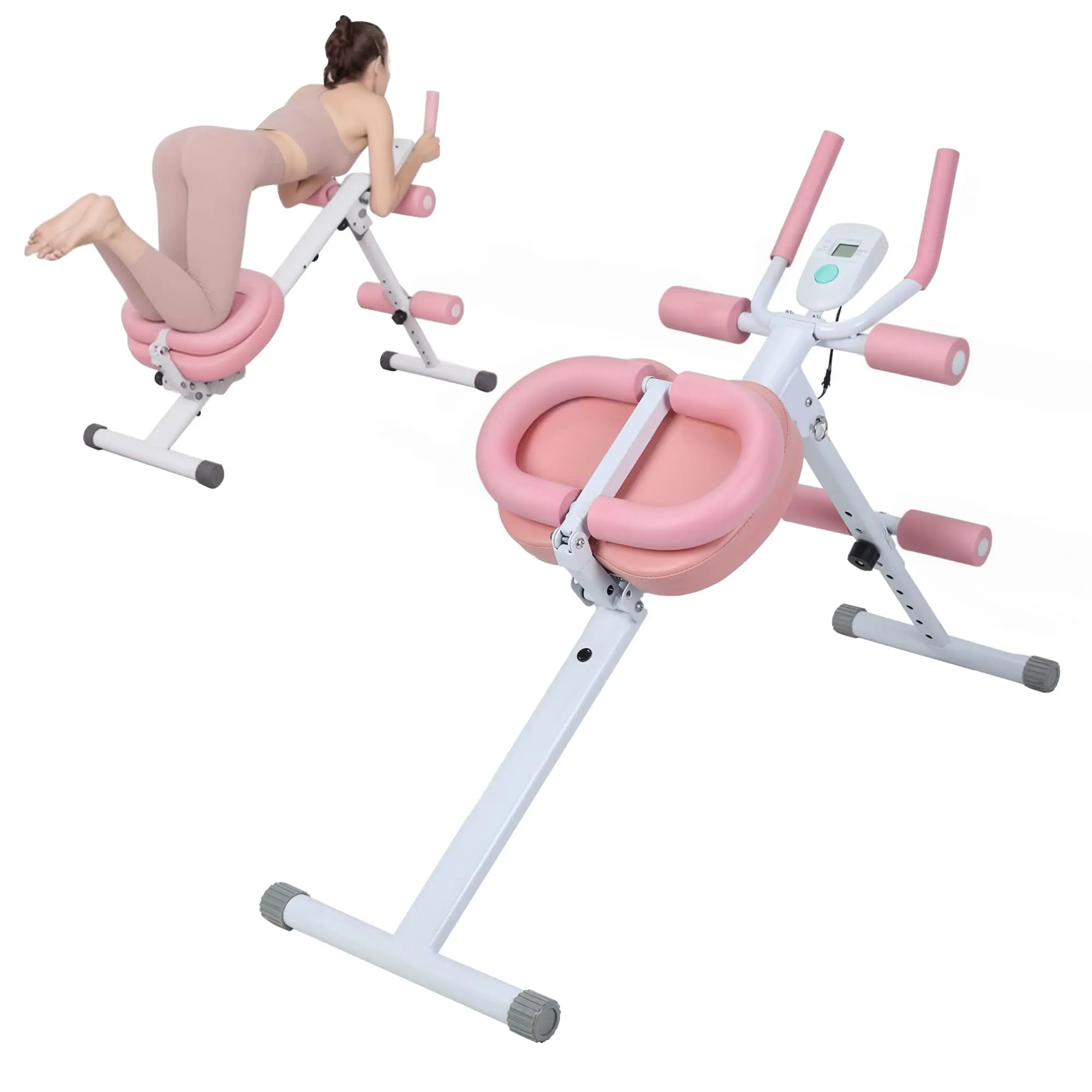 Ab Machine, Ab Workout Equipment, Adjustable Ab Trainer Machine for Abs Workout at Home Gym, Foldable, Knee Protection, Abdominal Trainer for Stomach Workout