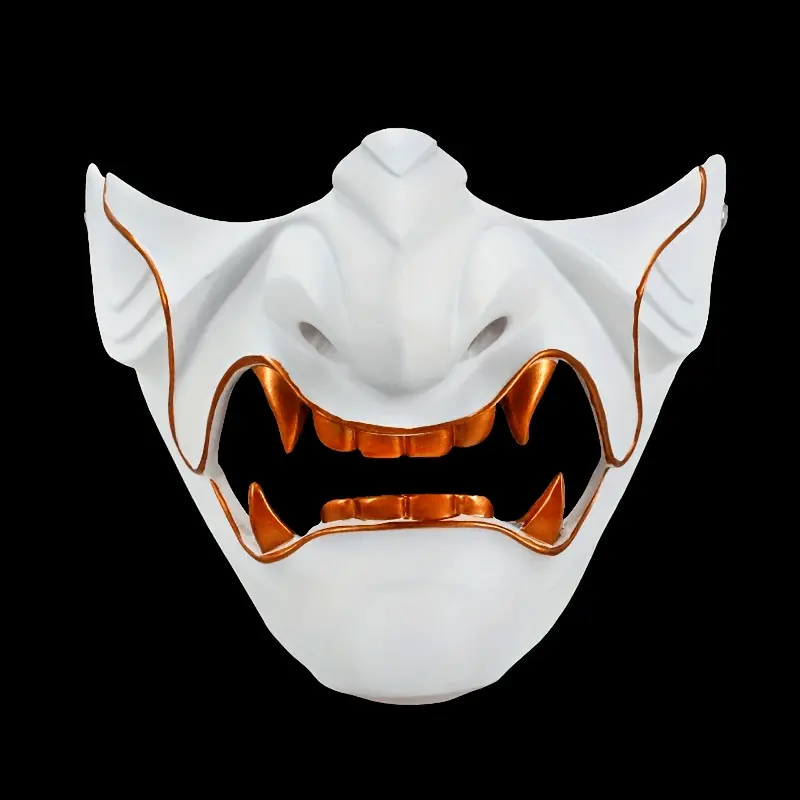 1pc Resin Halloween Samurai Half-Face Prajna Mask, Fashion Clothes Accessory for COS Dress-Up, Party Use, Accessories
